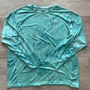 Habit Fishing Shirt Men's Green Long Sleeve Shirt Camo-Size L